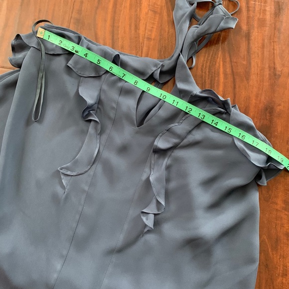 L’agence silk blue top open back large frill sexy - Picture 7 of 8